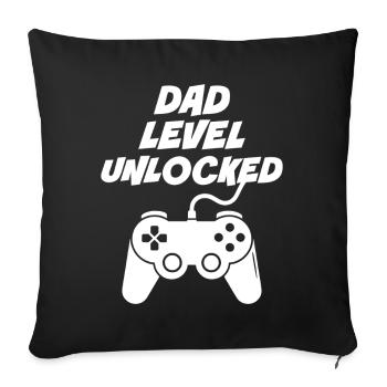 Dad Level Unlocked - Sofa pillowcase 17,3'' x 17,3'' (45 x 45 cm) - black - Front