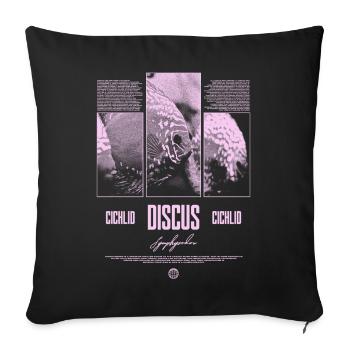Diskusfisch Buntbarsch Aquarium Fischhalter - Sofakissenbezug 45 x 45 cm - Schwarz - Vorne