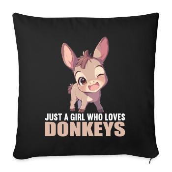 Donkey Esel - Sofakissenbezug 45 x 45 cm - Schwarz - Vorne
