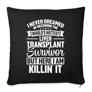 Greffe de foie Survivant Donneur d’organes Foie drôle - Housse de coussin décorative 45 x 45 cm - noir - Devant