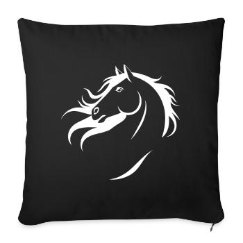 Chevaux Disant Sports Equestres Drôle Cheval Cadeau - Housse de coussin décorative 45 x 45 cm - noir - Devant