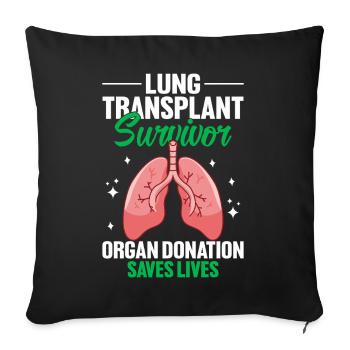 Lung Transplant Survivor White Ribbon Pulmonary - Sofa pillowcase 17,3'' x 17,3'' (45 x 45 cm) - black - Front