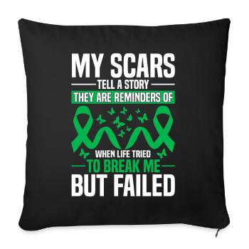Mes cicatrices racontent une histoire Green Ribbon Kidney Disease - Housse de coussin décorative 45 x 45 cm - noir - Devant