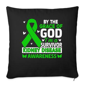 By The Grace Of God Im A Survivor Green Ribbon - Sofa pillowcase 17,3'' x 17,3'' (45 x 45 cm) - black - Front