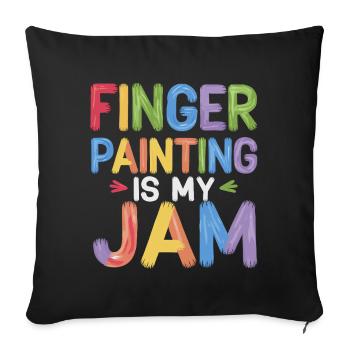 Finger Malerei Ist Mein Ding Farbenfrohes Finger - Sofakissenbezug 45 x 45 cm - Schwarz - Vorne