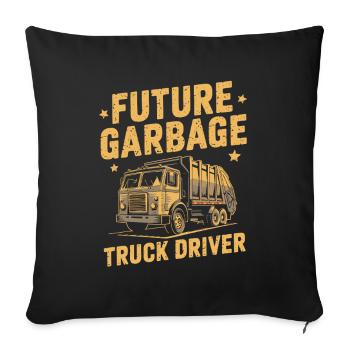 Futur conducteur de camion à ordures : fierté et aventure - Housse de coussin décorative 45 x 45 cm - noir - Devant