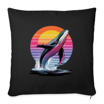 Whale at sunset in front of a colorful - Sofa pillowcase 17,3'' x 17,3'' (45 x 45 cm) - black - Front