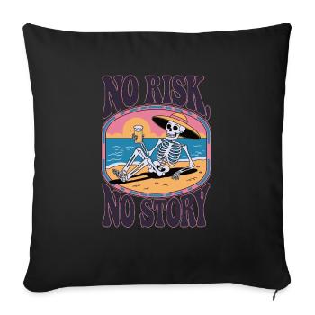 Pas de risque, pas d’histoire – Squelette sur la plage - Housse de coussin décorative 45 x 45 cm - noir - Devant
