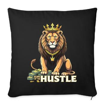 Hustle King – Lion Lion Winners & Movers & Shakers - Sofa pillowcase 17,3'' x 17,3'' (45 x 45 cm) - black - Front