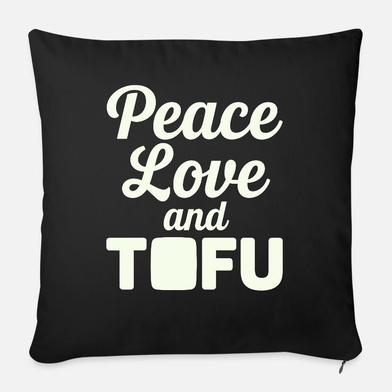 Vegan Vegetarier: Frieden, Liebe und Tofu - Sofakissenbezug 45 x 45 cm - Schwarz