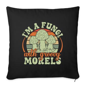 Mushroom Foraging Hunter Fungi With Groovy Morel - Sofa pillowcase 17,3'' x 17,3'' (45 x 45 cm) - black - Front