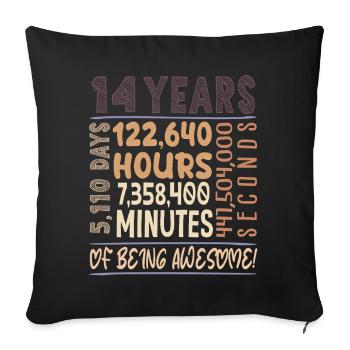 14 years old! Birthday Gift 14th Birthday - Sofa pillowcase 17,3'' x 17,3'' (45 x 45 cm) - black - Front
