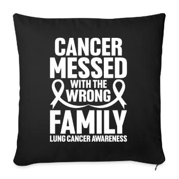 Le cancer a joué avec la mauvaise famille Ruban blanc - Housse de coussin décorative 45 x 45 cm - noir - Devant