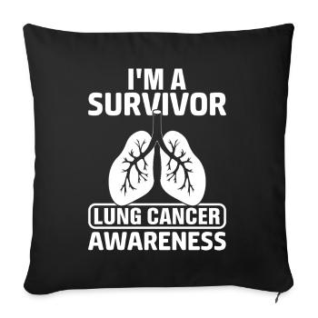 Lung Cancer Survivor White Ribbon Pulmonary Lung - Sofa pillowcase 17,3'' x 17,3'' (45 x 45 cm) - black - Front