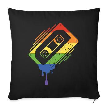Cassette dégoulinante Pride - Housse de coussin décorative 45 x 45 cm - noir - Devant