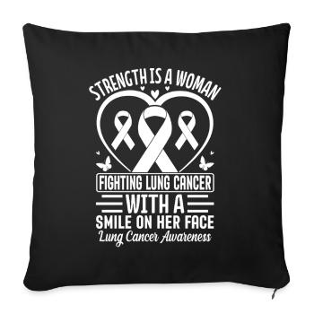 Lung Cancer Awareness White Ribbon Pulmonary Lung - Sofa pillowcase 17,3'' x 17,3'' (45 x 45 cm) - black - Front