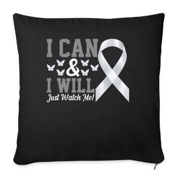 Je peux et je vais drôle Cancer du poumon pulmonaire - Housse de coussin décorative 45 x 45 cm - noir - Devant