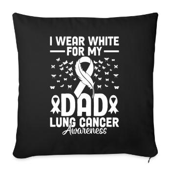 Je porte du blanc pour mon père Ruban blanc cancer du poumon - Housse de coussin décorative 45 x 45 cm - noir - Devant