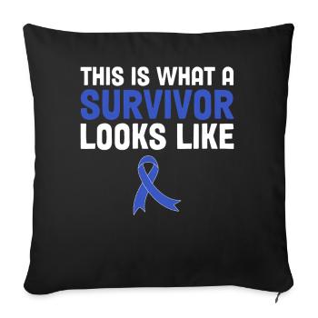 This Is What A Survivor Looks Like Blue Ribbon - Sofa pillowcase 17,3'' x 17,3'' (45 x 45 cm) - black - Front