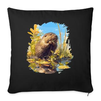 Rat musqué - Housse de coussin décorative 45 x 45 cm - noir - Devant