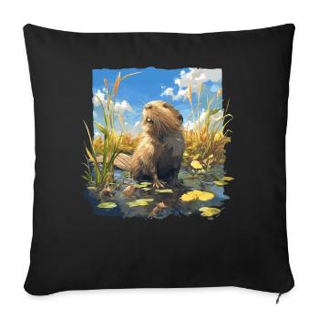 Rat musqué - Housse de coussin décorative 45 x 45 cm - noir - Devant