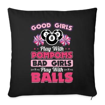 Billard : les bonnes filles les mauvaises filles jouent avec les balles - Housse de coussin décorative 45 x 45 cm - noir - Devant
