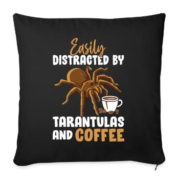 Tarantula Coffee Funny Arachnid Exotic Large - Sofa pillowcase 17,3'' x 17,3'' (45 x 45 cm) - black - Front