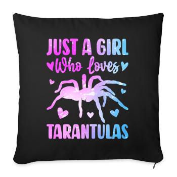 Juste une fille qui aime les araignées arachnides tarentule - Housse de coussin décorative 45 x 45 cm - noir - Devant