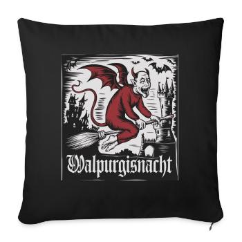 Hexen Walpurgisnacht Fliegender Dämon Mit Schloss - Sofakissenbezug 45 x 45 cm - Schwarz - Vorne