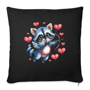 Cupid raccoon with arrow and heart - Sofa pillowcase 17,3'' x 17,3'' (45 x 45 cm) - black - Front