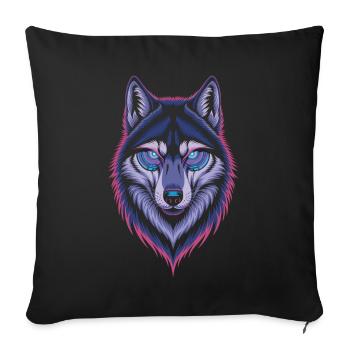 Art Techno Loup - Housse de coussin décorative 45 x 45 cm - noir - Devant