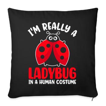 Funny Ladybug Coccinellidae Small Beetles - Sofa pillowcase 17,3'' x 17,3'' (45 x 45 cm) - black - Front