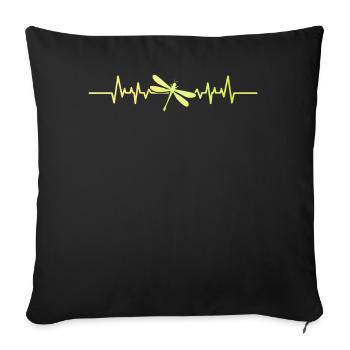 libellule drôle battement de cœur entomologie vol - Housse de coussin décorative 45 x 45 cm - noir - Devant