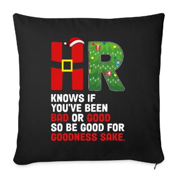 Fête de Noël drôle Les RH savent si vous avez été mauvais - Housse de coussin décorative 45 x 45 cm - noir - Devant