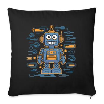 Cheerful robot with gears and - Sofa pillowcase 17,3'' x 17,3'' (45 x 45 cm) - black - Front