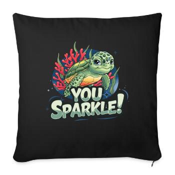 Du Funkelst! Schildkröte Mit Korallen Und - Sofakissenbezug 45 x 45 cm - Schwarz - Vorne