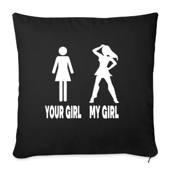 Votre fille Mes filles Illustration humoristique - Housse de coussin décorative 45 x 45 cm - noir - Devant