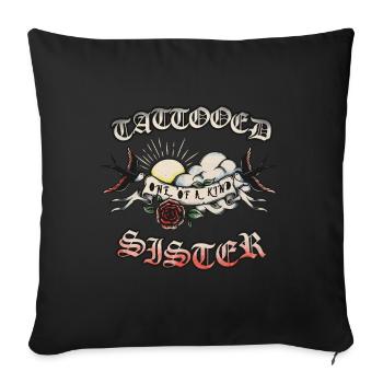 Tatoué Unique Sister Tattoo Women - Housse de coussin décorative 45 x 45 cm - noir - Devant