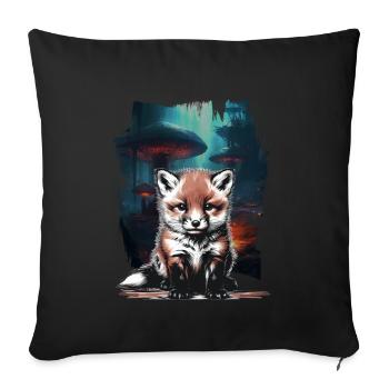 Fox Foxes Vixen - Sofa pillowcase 17,3'' x 17,3'' (45 x 45 cm) - black - Front