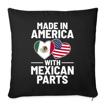 Made In America With Mexican Parts USA Mexico - Sofa pillowcase 17,3'' x 17,3'' (45 x 45 cm) - black - Front