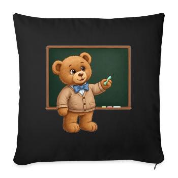 Teddy Bear Teacher - Sofa pillowcase 17,3'' x 17,3'' (45 x 45 cm) - black - Front