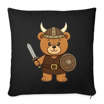 Ours en peluche Viking - Housse de coussin décorative 45 x 45 cm - noir - Devant