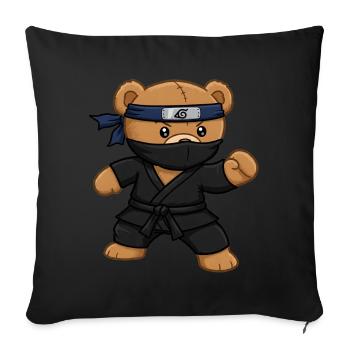 Ours en peluche Ninja - Housse de coussin décorative 45 x 45 cm - noir - Devant