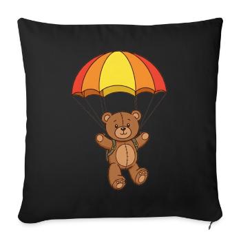 Teddy Bear Parachutist - Sofa pillowcase 17,3'' x 17,3'' (45 x 45 cm) - black - Front