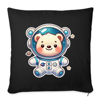 Teddy Bear Astronaut - Sofa pillowcase 17,3'' x 17,3'' (45 x 45 cm) - black - Front