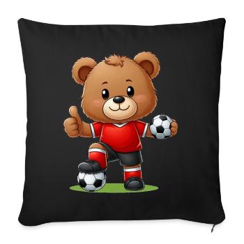 Teddy Bear Soccer Player - Sofa pillowcase 17,3'' x 17,3'' (45 x 45 cm) - black - Front
