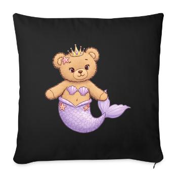 Ours en peluche Sirène - Housse de coussin décorative 45 x 45 cm - noir - Devant