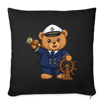 Teddy Bear Captain at Sea - Sofa pillowcase 17,3'' x 17,3'' (45 x 45 cm) - black - Front