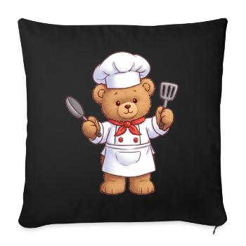 Teddy Bear Cook - Sofa pillowcase 17,3'' x 17,3'' (45 x 45 cm) - black - Front