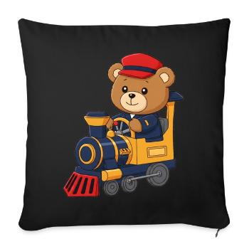 Teddy Bear Engine Driver - Sofa pillowcase 17,3'' x 17,3'' (45 x 45 cm) - black - Front